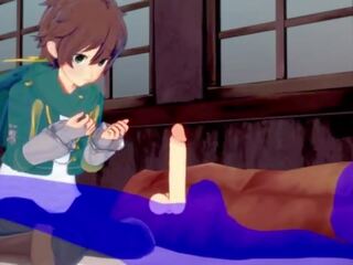 Konosuba yaoi - kazuma духане с изпразване в негов уста - японки азиатки манга аниме игра x номинално клипс гей