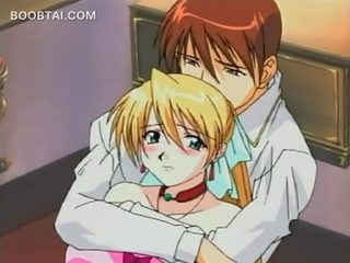 Marvelous blonde anime sweetheart gets pussy finger teased